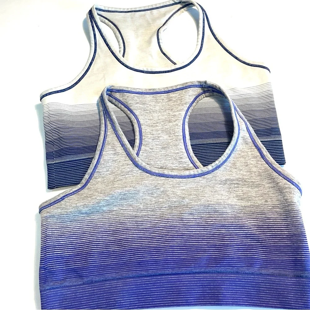 2 Yummie Purple ombré and blue ombré Racerback Sports Bra with Stretchy Fabric - Picture 3 of 9